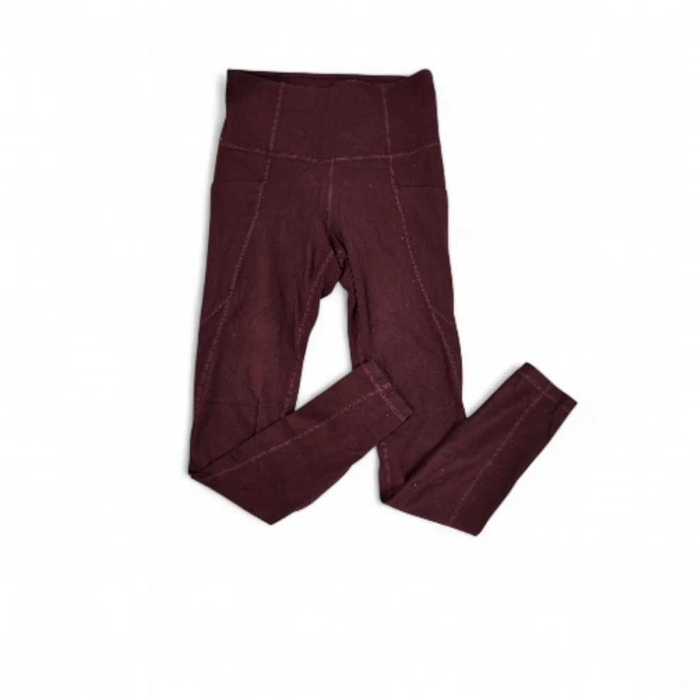 Athleta Women’s Size Burgundy Salutation Stash Pocket High Waisted Crop Legging